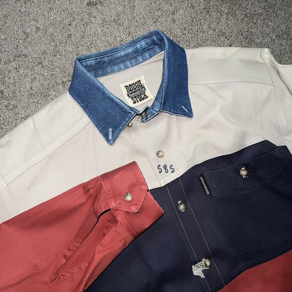 Panhandle Slim Other - Vintage Men’s Panhandle Slim Rough Stock Shirt, 3 Tone Color Block Western Large